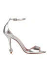 Roger Vivier 105 Jewel Embellished Sandals In Metallic Leather In Silver