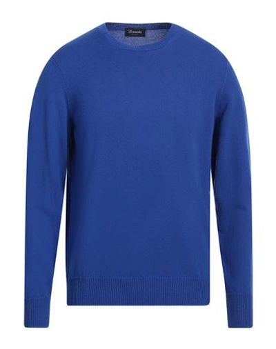 Drumohr Man Sweater Bright Blue Size 42 Cashmere