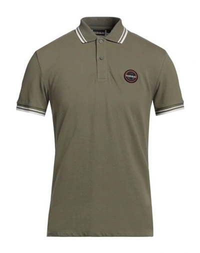 Napapijri Man Polo Shirt Military Green Size S Cotton