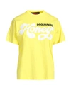 Dsquared2 Woman T-shirt Yellow Size 6 Cotton In Yellow