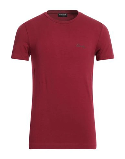 Dondup Man T-shirt Garnet Size L Cotton, Elastane In Red