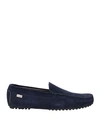 POLLINI POLLINI MAN LOAFERS NAVY BLUE SIZE 9 LEATHER