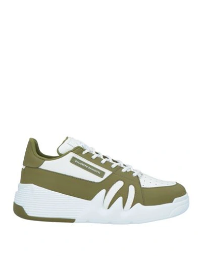 Giuseppe Zanotti Man Sneakers Military Green Size 7 Soft Leather