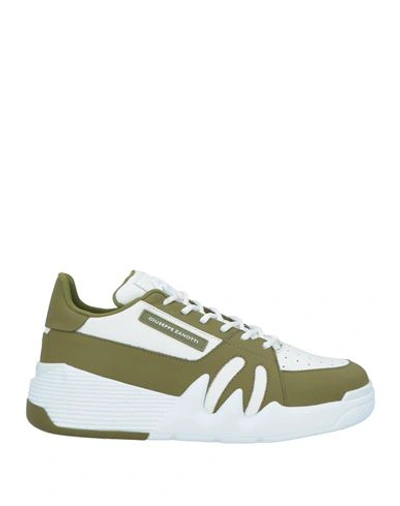 Giuseppe Zanotti Man Sneakers Military Green Size 7 Soft Leather In Green