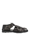 Baldinini Man Sandals Black Size 12 Cowhide In Black