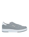 Ea7 Man Sneakers Grey Size 10.5 Cow Leather, Polyamide, Polyester, Polyurethane Coated