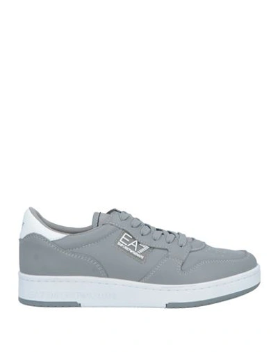 Ea7 Man Sneakers Grey Size 9 Cow Leather, Polyamide, Polyester, Polyurethane
