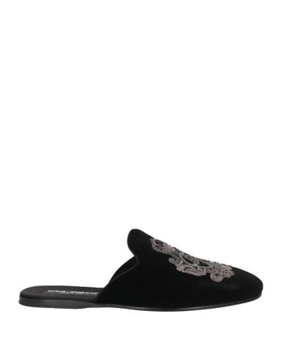 Dolce & Gabbana Man Mules & Clogs Black Size 8.5 Textile Fibers