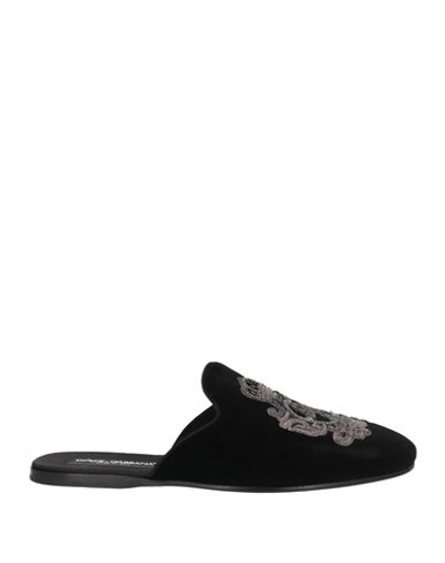 Dolce & Gabbana Man Mules & Clogs Black Size 8.5 Textile Fibers In Black