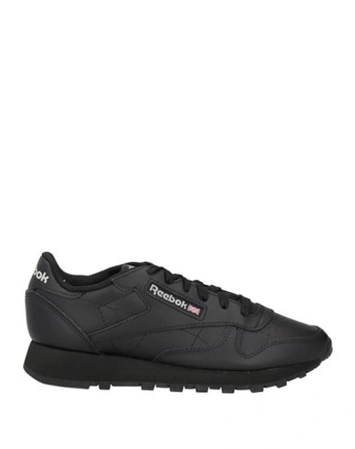 Reebok Man Sneakers Black Size 11 Leather, Textile Fibers