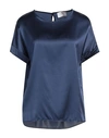 Snobby Sheep Woman Top Navy Size 8 Silk, Elastane In Navy Blue