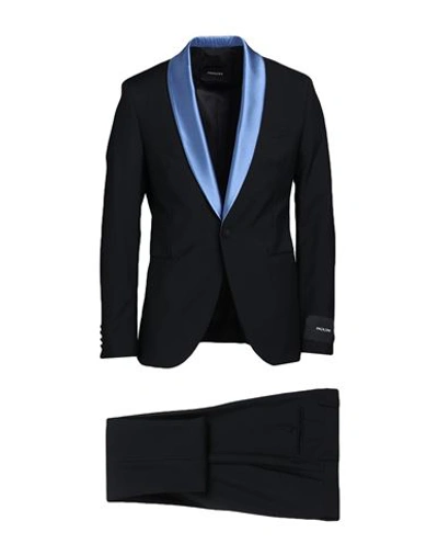 Paoloni Man Suit Black Size 40 Virgin Wool, Mohair Wool