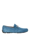 Ferragamo Man Loafers Blue Size 8.5 Leather