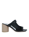 Mm6 Maison Margiela Woman Thong Sandal Black Size 7.5 Leather