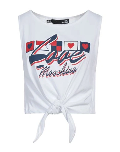 Love Moschino Woman T-shirt White Size 2 Cotton, Elastane