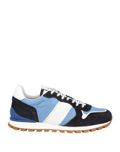 Baldinini Man Sneakers Light Blue Size 8 Leather, Textile Fibers