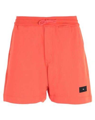 Y-3 Man Shorts & Bermuda Shorts Orange Size L Organic Cotton, Elastane