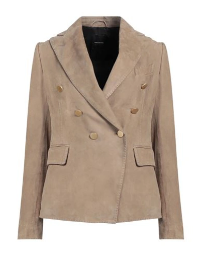 Tagliatore 02-05 Woman Blazer Sand Size 4 Lambskin In Beige