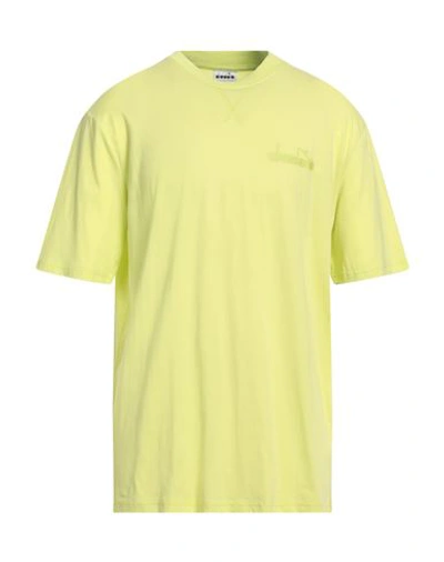 Diadora Man T-shirt Acid Green Size M Cotton