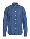 Canali Man Shirt Bright Blue Size M Cotton, Linen