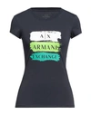 Armani Exchange Woman T-shirt Navy Blue Size S Cotton, Elastane