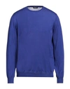 Drumohr Man Sweater Bright Blue Size 40 Cotton