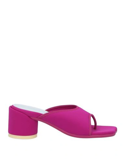 Mm6 Maison Margiela Woman Thong Sandal Fuchsia Size 8 Textile Fibers In Pink