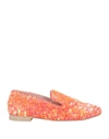 Ras Woman Loafers Orange Size 8 Textile Fibers In Orange