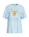 Trussardi Woman T-shirt Sky Blue Size L Cotton