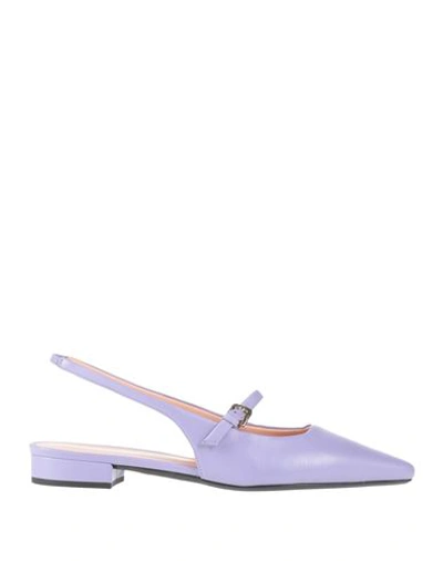 Pollini Woman Ballet Flats Light Purple Size 11 Leather