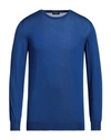 Drumohr Man Sweater Bright Blue Size 40 Silk