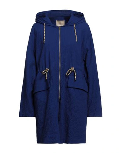 Momoní Woman Overcoat & Trench Coat Bright Blue Size 4 Cotton, Elastane