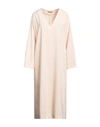 Rose A Pois Rosé A Pois Woman Midi Dress Beige Size 4 Polyester, Elastane In Beige