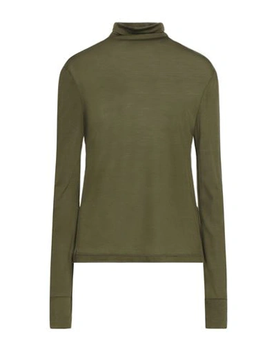 Eleventy Woman T-shirt Military Green Size S Elastane, Wool