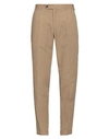 Paoloni Man Pants Camel Size 34 Cotton, Linen In Beige