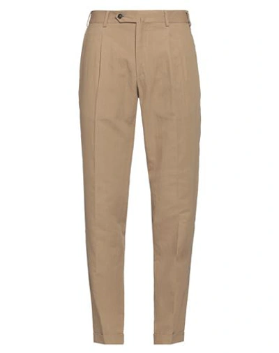Paoloni Man Pants Camel Size 34 Cotton, Linen In Beige
