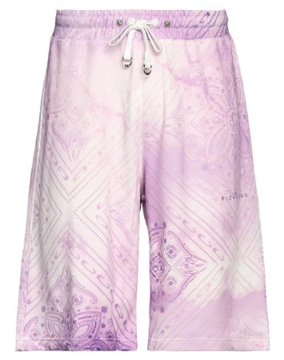 John Richmond Bandana-print Cotton Track Shorts In Purple