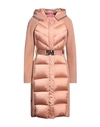 Vdp Club Woman Puffer Apricot Size 6 Polyamide, Elastane, Virgin Wool In Orange