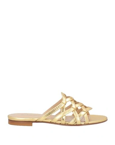 Baldinini Woman Sandals Gold Size 11 Leather