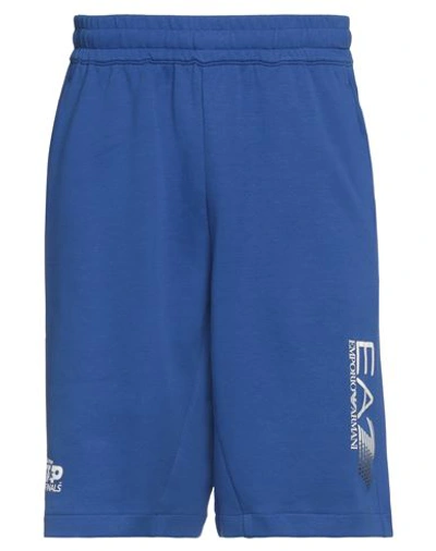 Ea7 Man Shorts & Bermuda Shorts Blue Size Xl Cotton, Polyester