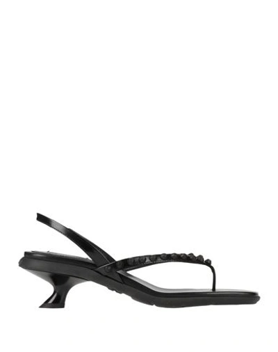 Miu Miu Woman Thong Sandal Black Size 10 Soft Leather