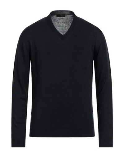 Altea Man Sweater Midnight Blue Size L Linen, Cotton In Black