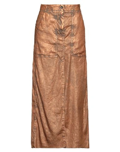 Masnada Woman Maxi Skirt Bronze Size 6 Linen, Viscose, Elastane In Yellow