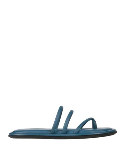 Baldinini Woman Thong Sandal Slate Blue Size 8 Leather