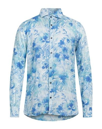 Altemflower Man Shirt Sky Blue Size 16 Linen, Cotton