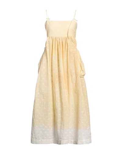 Story Mfg. Woman Maxi Dress Light Yellow Size L Cotton