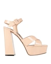 Sergio Rossi Strappy Block Heel Leather Sandals In Pink