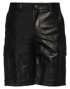 Dfour Man Shorts & Bermuda Shorts Black Size 36 Soft Leather