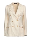 Tagliatore 02-05 Woman Blazer Ivory Size 4 Linen In White