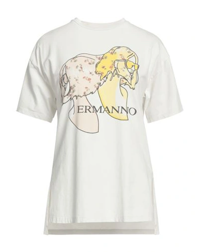 Ermanno Di Ermanno Scervino Woman T-shirt Off White Size 4 Cotton, Elastane